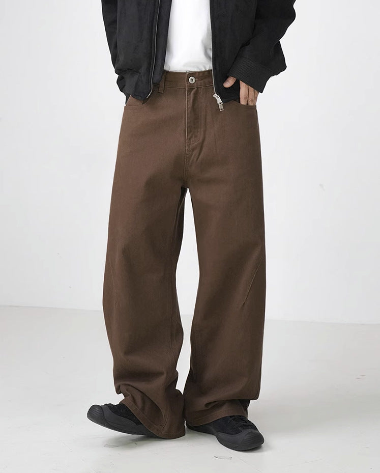 Men’s Retro Straight Leg Trousers | Washed Cotton Casual Pants
