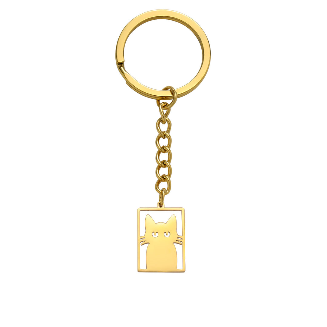 Women’s Stainless Steel Cat Keychain | ميدالية مفاتيح نسائية بتصميم قطة لطيفة