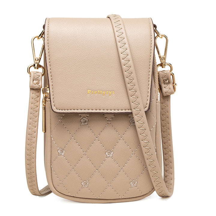 Women’s Plaid Stitch Crossbody Phone Bag | حقيبة هاتف نسائية كروس بودي بتفاصيل مربعة