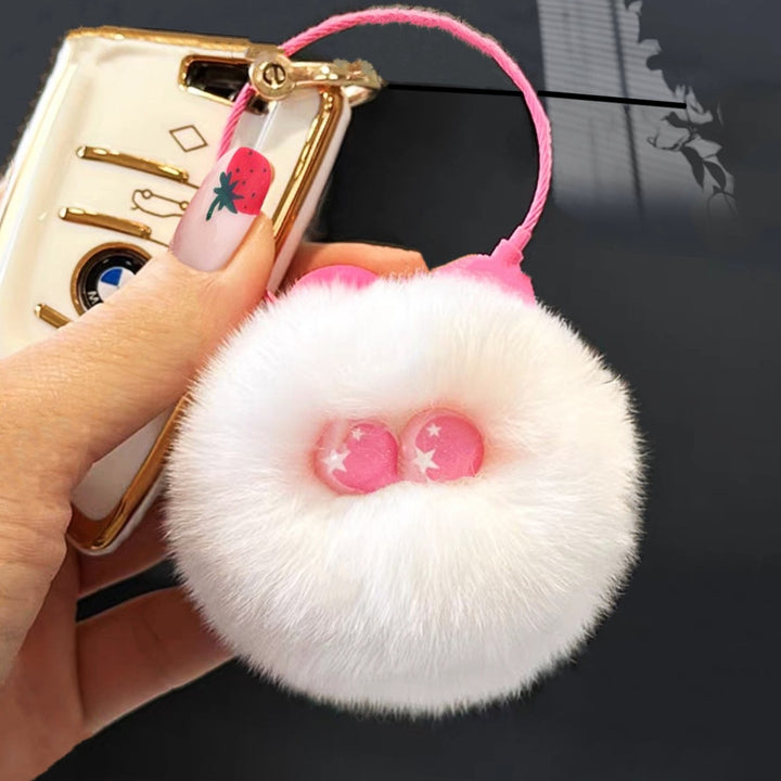 Women’s Fluffy Rainbow Bag Charm Keychain | تعليقة حقيبة نسائية فروية بألوان ناعمة