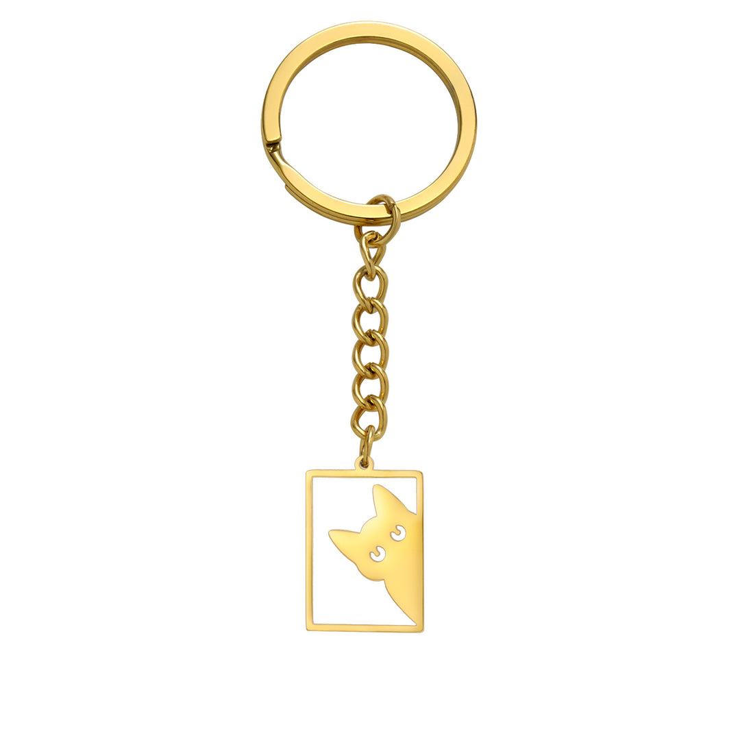 Women’s Stainless Steel Cat Keychain | ميدالية مفاتيح نسائية بتصميم قطة لطيفة