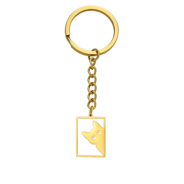 Women’s Stainless Steel Cat Keychain | ميدالية مفاتيح نسائية بتصميم قطة لطيفة