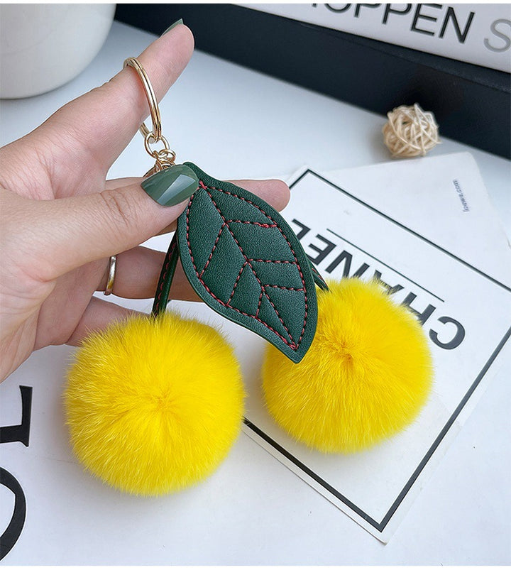 Women’s Plush Cherry Bag Charm Keychain | تعليقة حقيبة نسائية بتصميم كرز ناعم