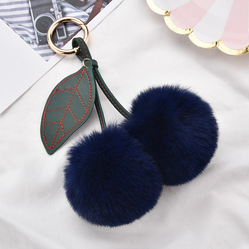 Women’s Plush Cherry Bag Charm Keychain | تعليقة حقيبة نسائية بتصميم كرز ناعم