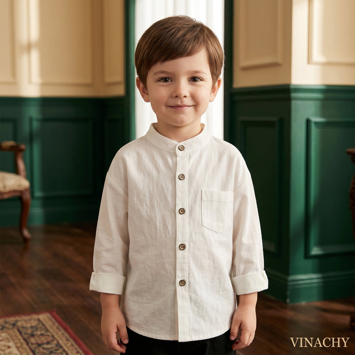 Boys’ Pure Cotton Long Sleeve Shirt | قميص أطفال قطني بأكمام طويلة