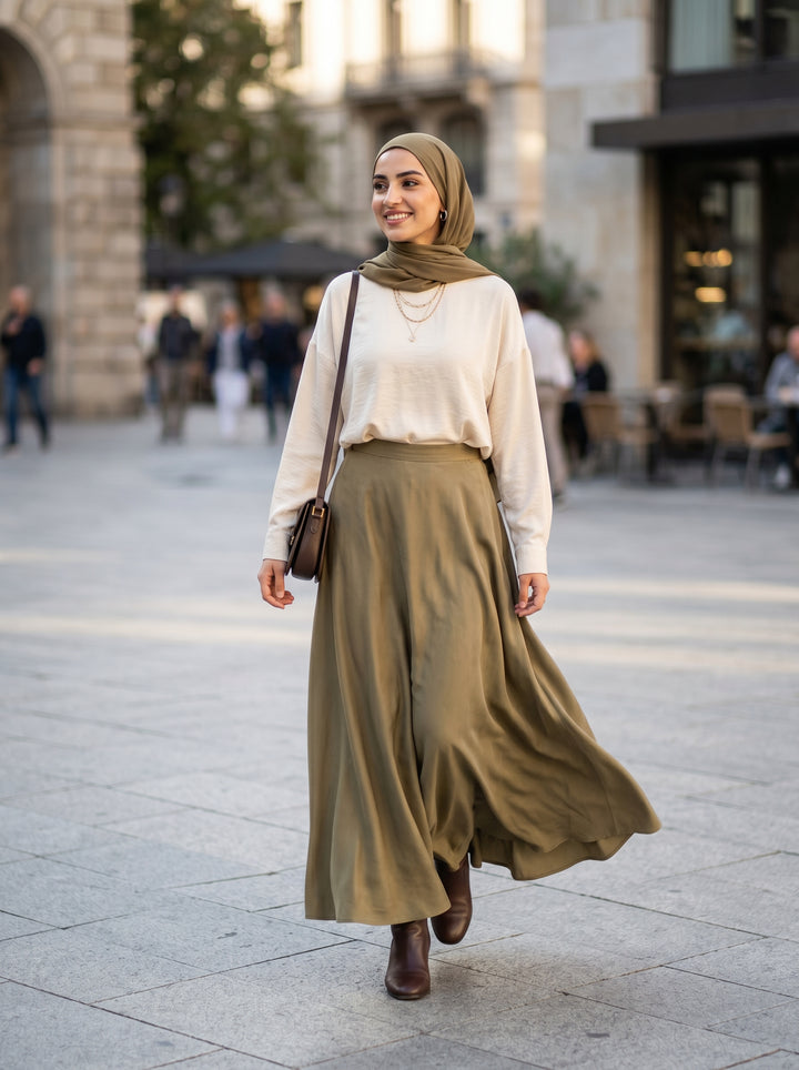 HARMONY - TENCEL SKIRT - ARTICHOKE
