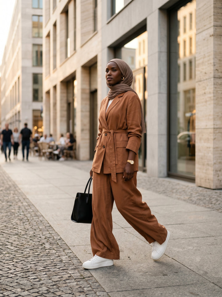 Women’s Urban Linen Jacket & Trousers Set | طقم نسائي كتان بجاكيت وبنطلون