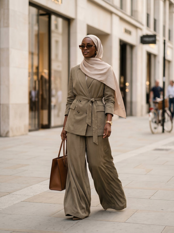 Women’s Urban Linen Jacket & Trousers Set | طقم نسائي كتان بجاكيت وبنطلون