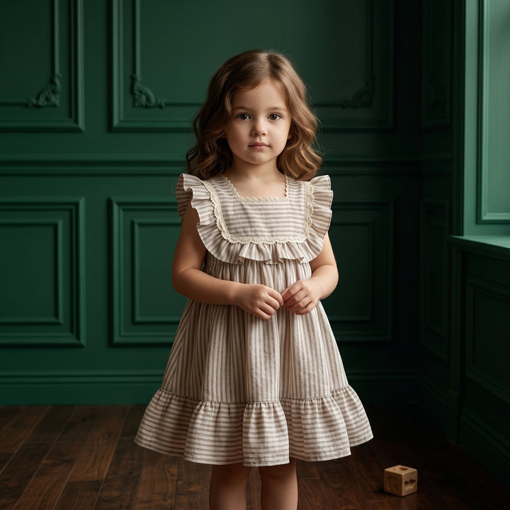Girls Plaid Ruffle Summer Dress