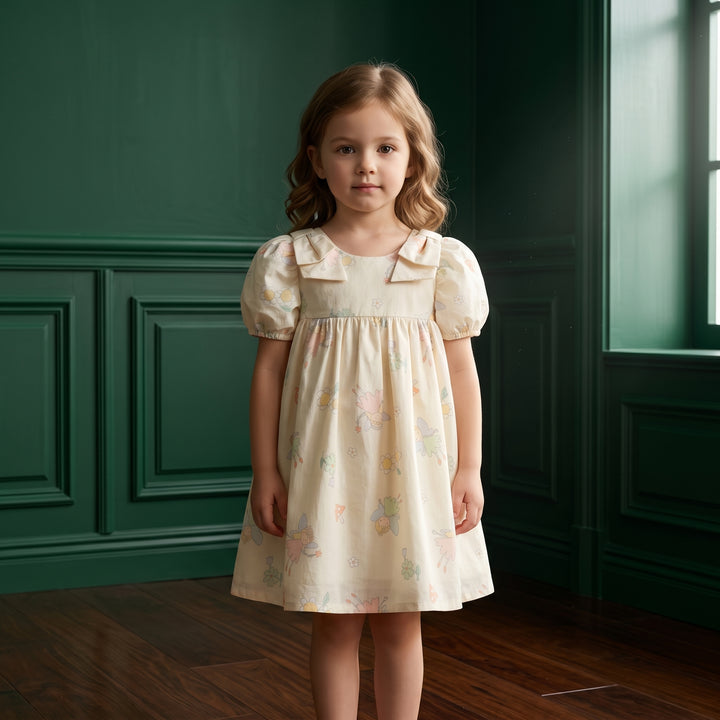 Girls Floral Print Cotton Dress