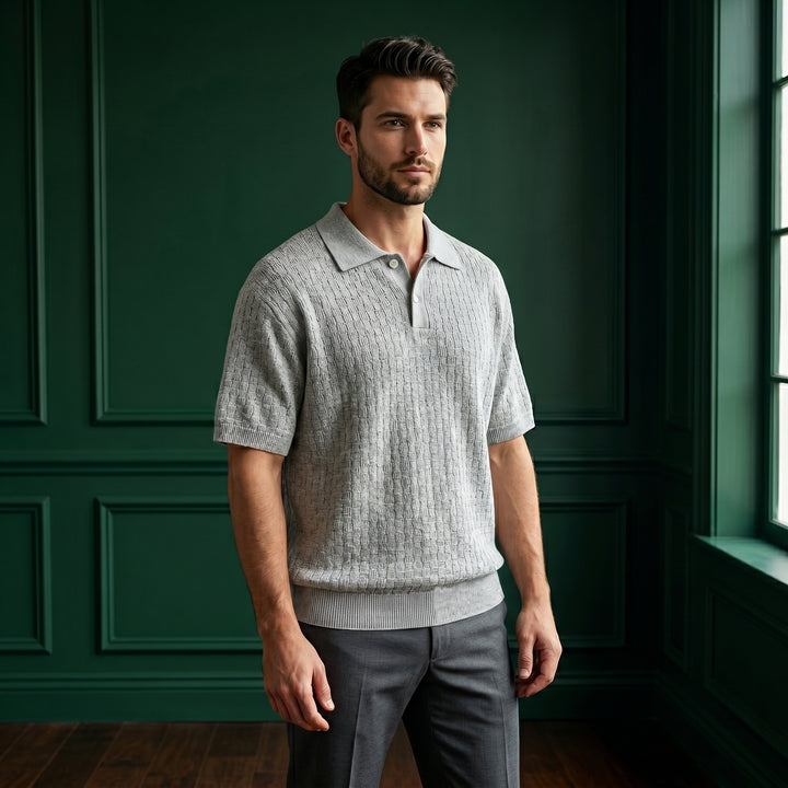 Men’s Loose Fit Knit Polo Shirt