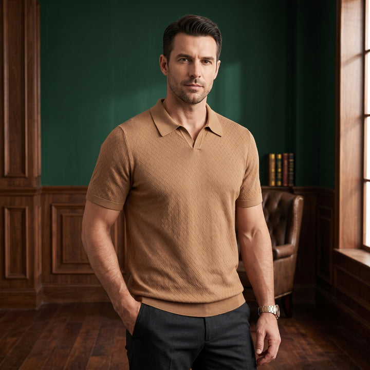 Men’s Mulberry Silk Knit Polo Shirt
