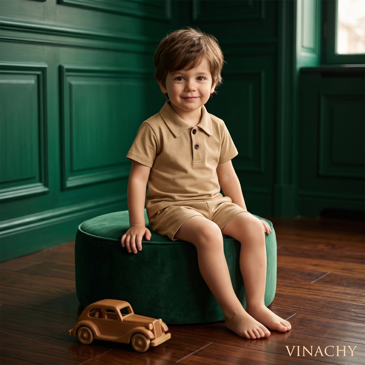 Boys’ Summer Shirt & Shorts Set | طقم أولاد صيفي بقميص وشورت