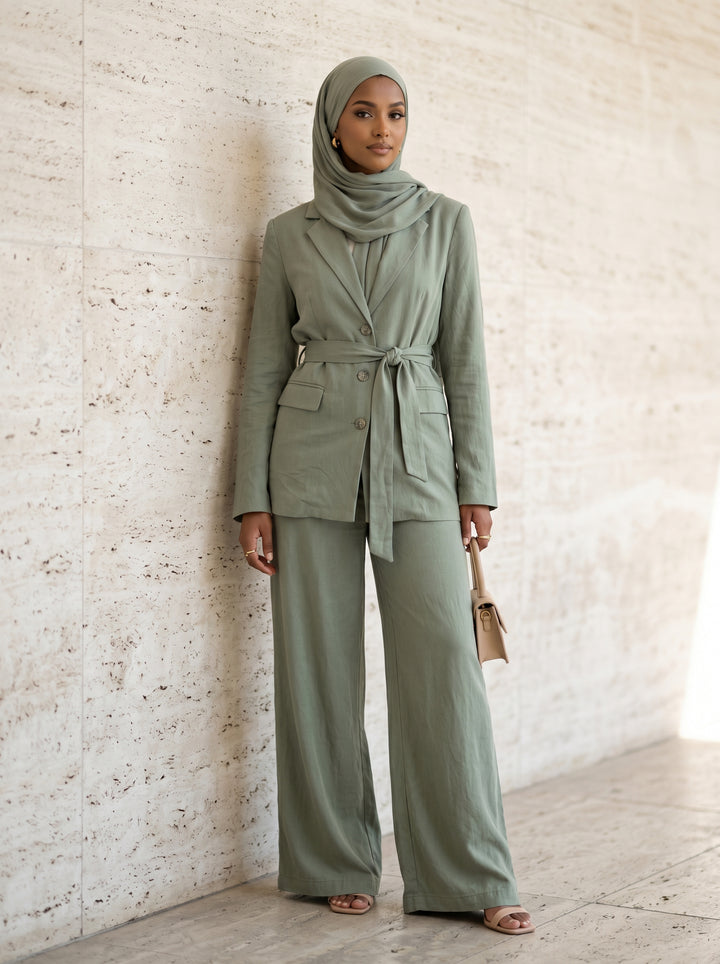 Women’s Urban Linen Jacket & Trousers Set | طقم نسائي كتان بجاكيت وبنطلون