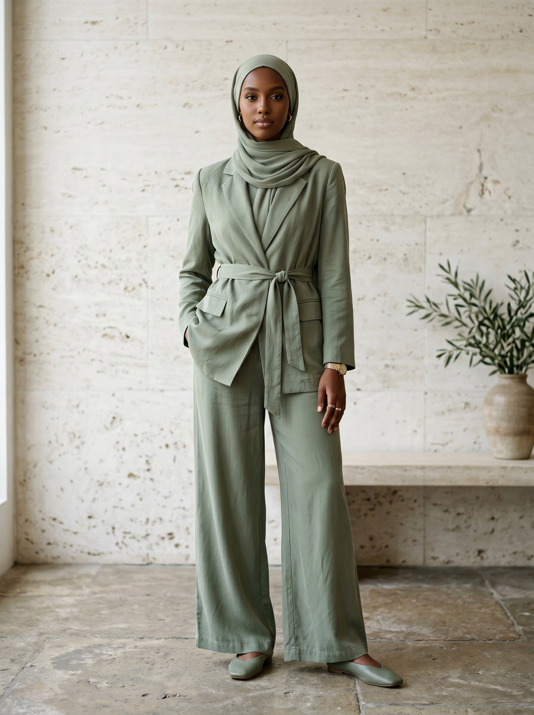 Women’s Urban Linen Jacket & Trousers Set | طقم نسائي كتان بجاكيت وبنطلون
