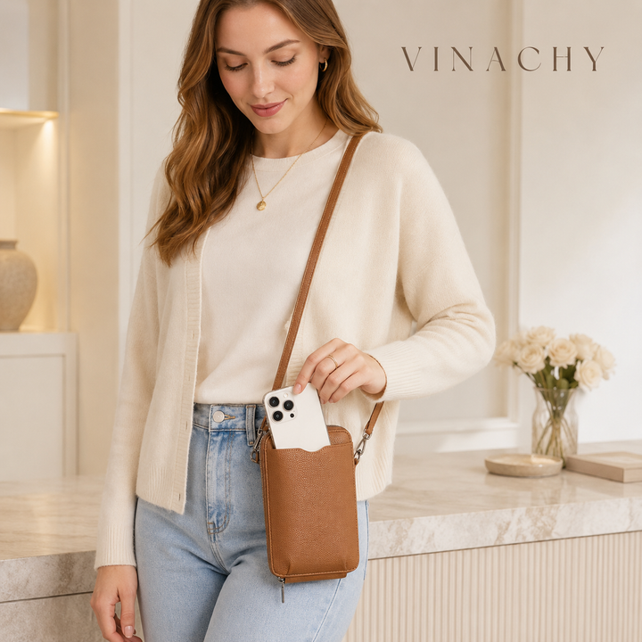Women’s Minimalist PU Crossbody Phone Bag | حقيبة هاتف نسائية كروس بودي بتصميم بسيط