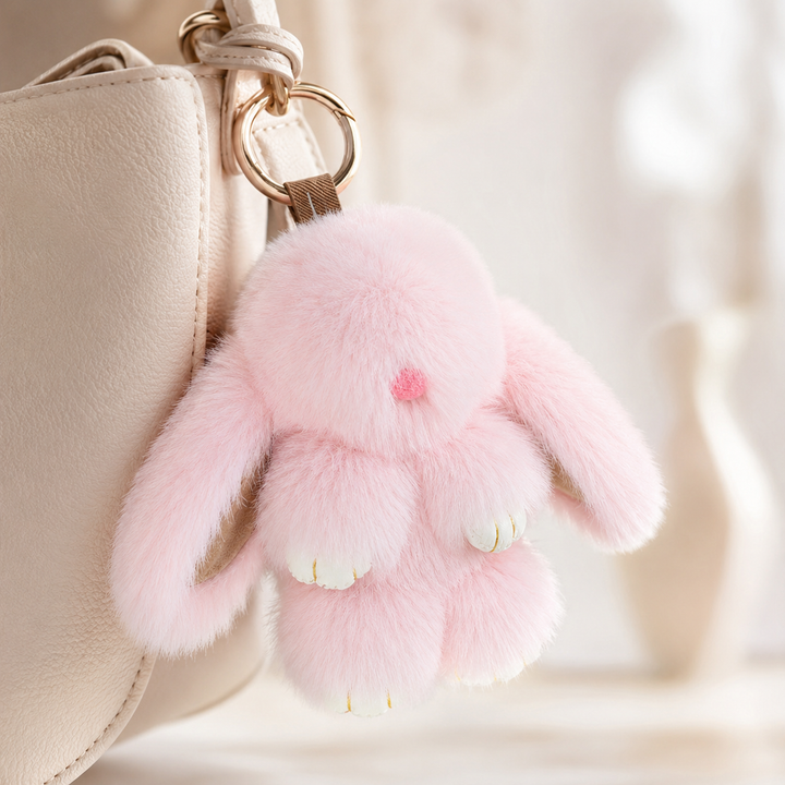 Women’s Plush Rabbit Bag Charm Keychain | تعليقة حقيبة نسائية بتصميم أرنب ناعم