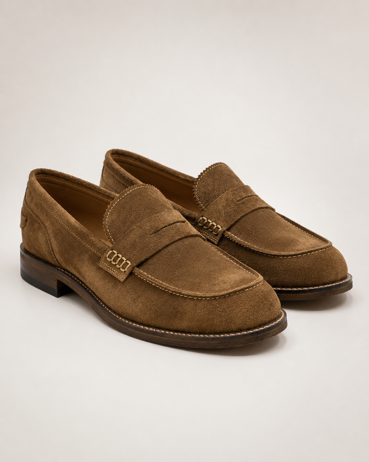 Men’s Camel Suede Leather Loafers | حذاء لوفر رجالي جلد شمواه تركي بلون جملي