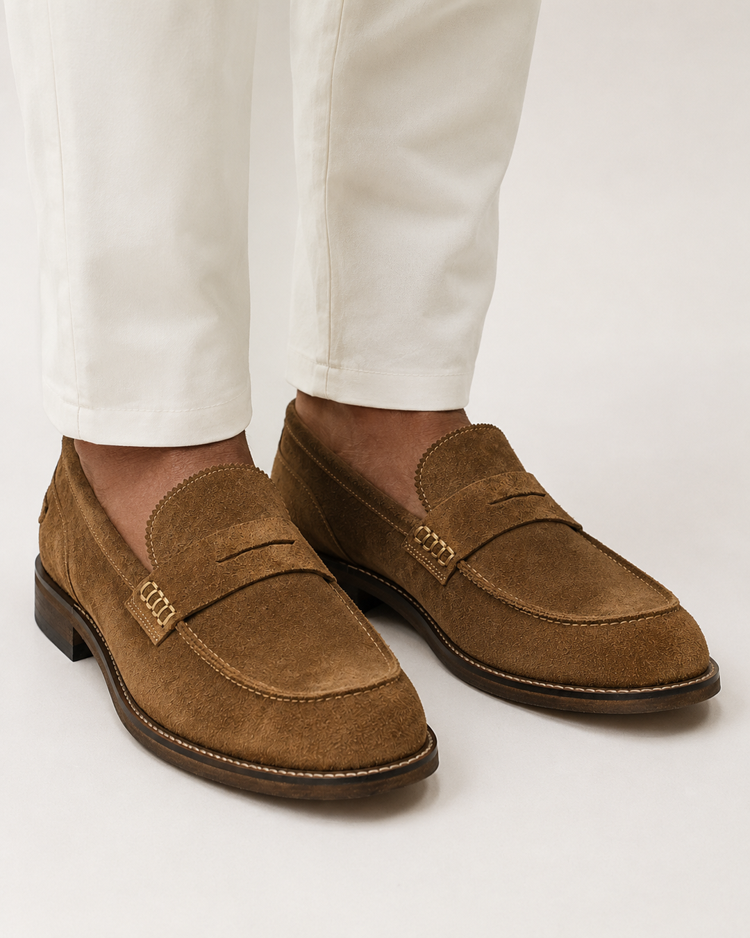 Men’s Camel Suede Leather Loafers | حذاء لوفر رجالي جلد شمواه تركي بلون جملي