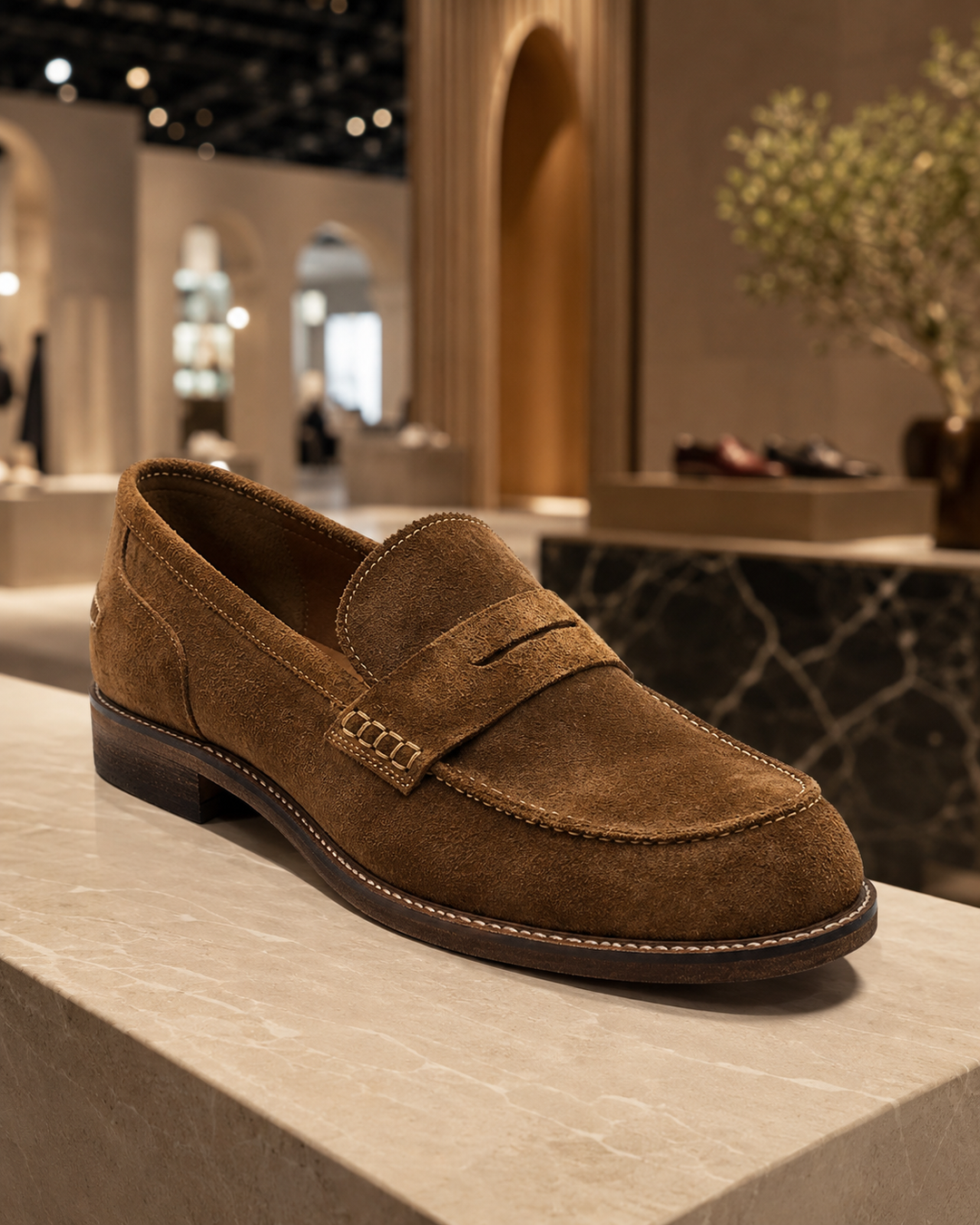 Men’s Camel Suede Leather Loafers | حذاء لوفر رجالي جلد شمواه تركي بلون جملي
