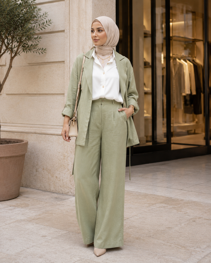 Women’s Luxury Satin Button-Up Blouse | بلوزة نسائية ساتان فاخرة بأزرار