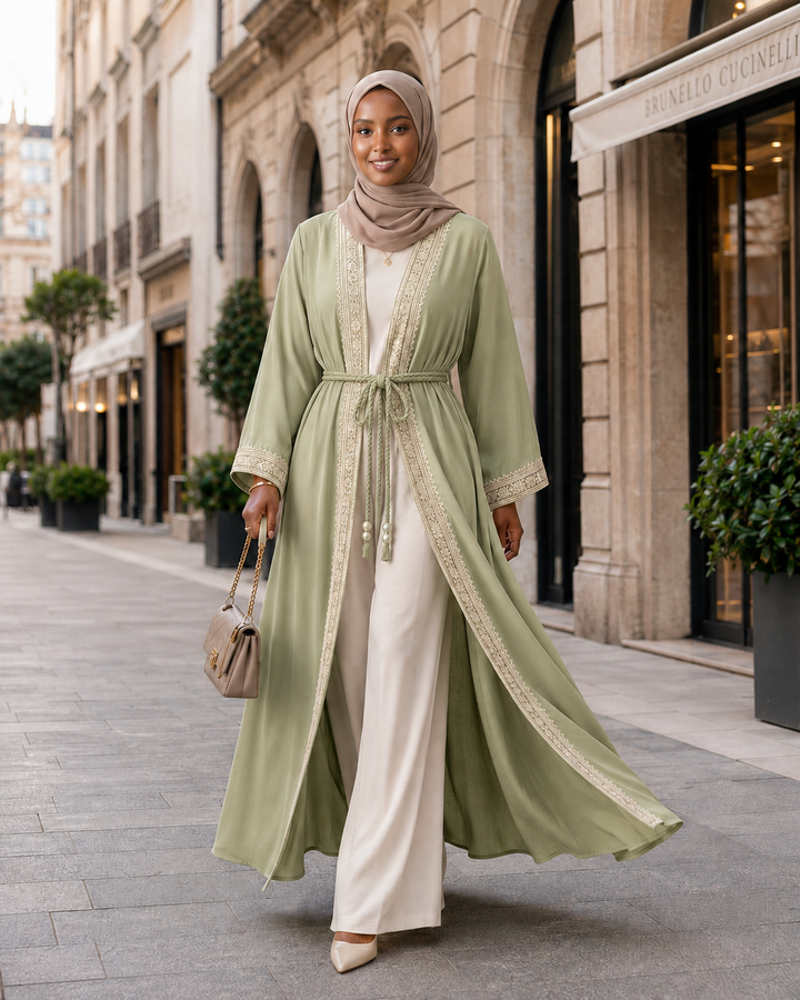 The Opulent Tencel Kaftan Set | طقم قفطان التنسيل الفاخر مع بنطلون