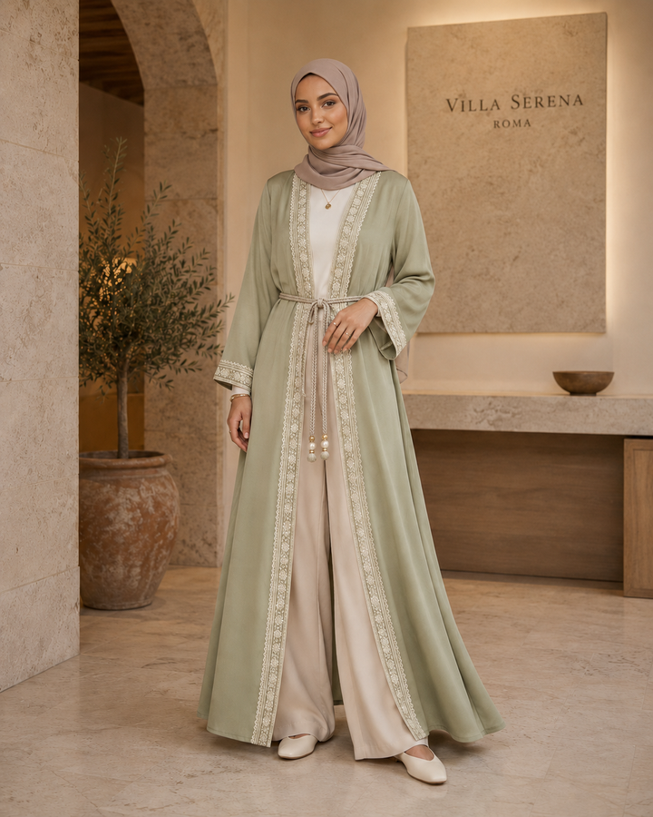 The Opulent Tencel Kaftan Set | طقم قفطان التنسيل الفاخر مع بنطلون