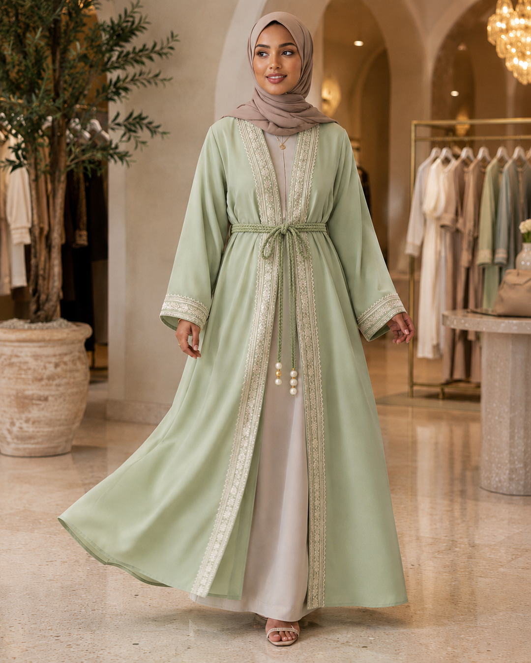 The Opulent Tencel Kaftan Set | طقم قفطان التنسيل الفاخر مع بنطلون