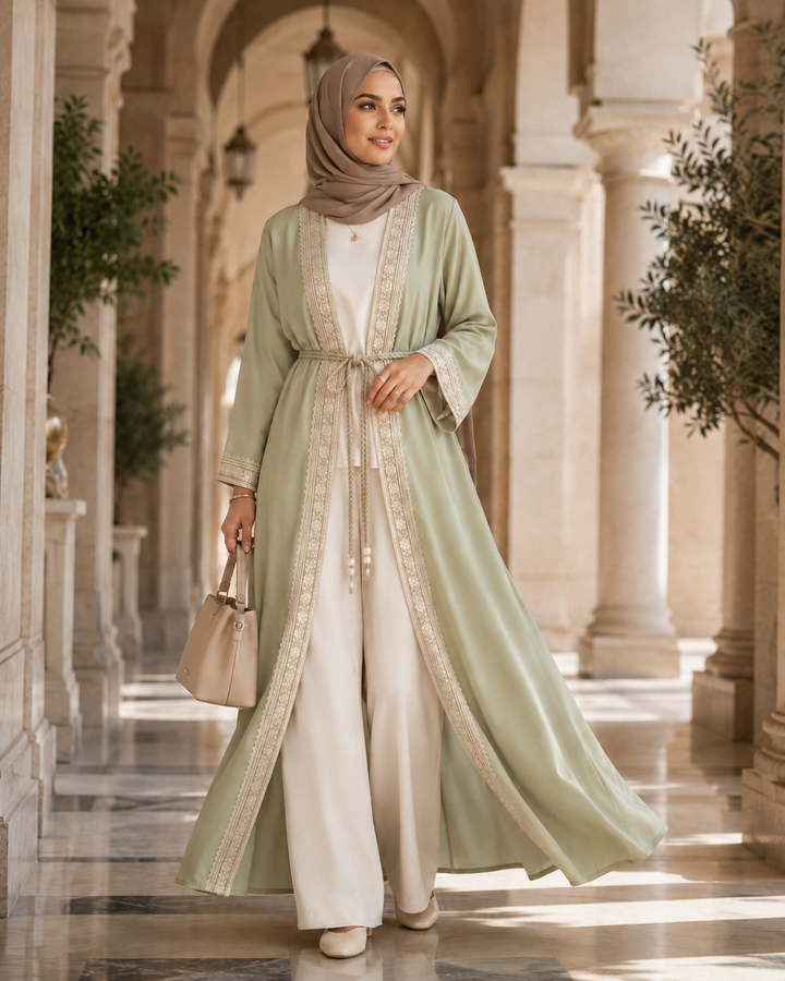 The Opulent Tencel Kaftan Set | طقم قفطان التنسيل الفاخر مع بنطلون