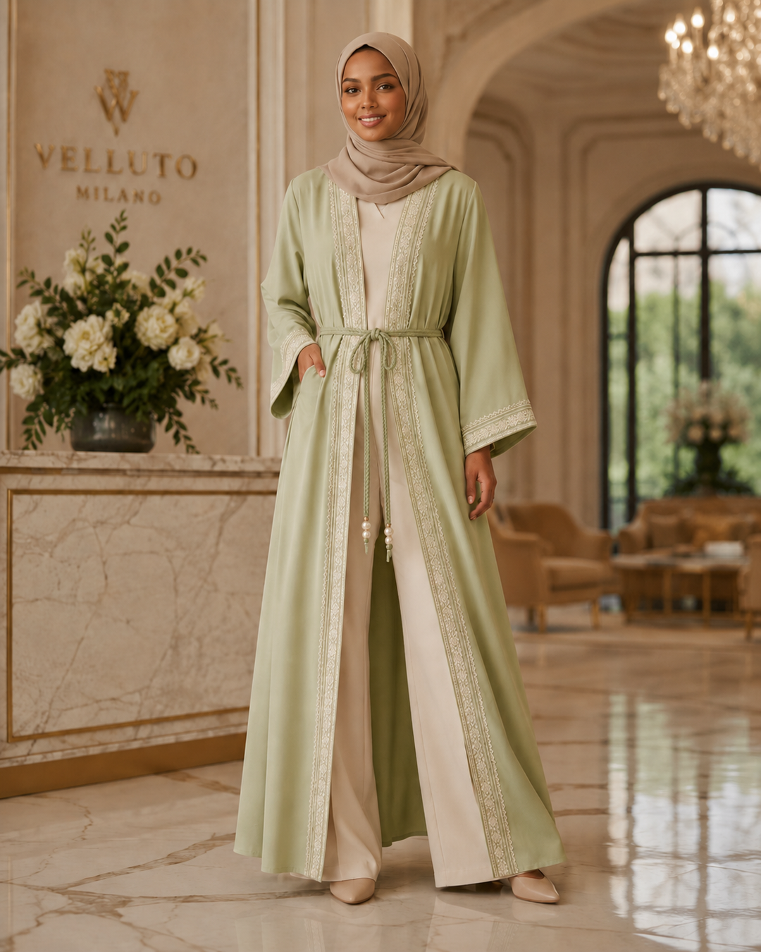 The Opulent Tencel Kaftan Set | طقم قفطان التنسيل الفاخر مع بنطلون
