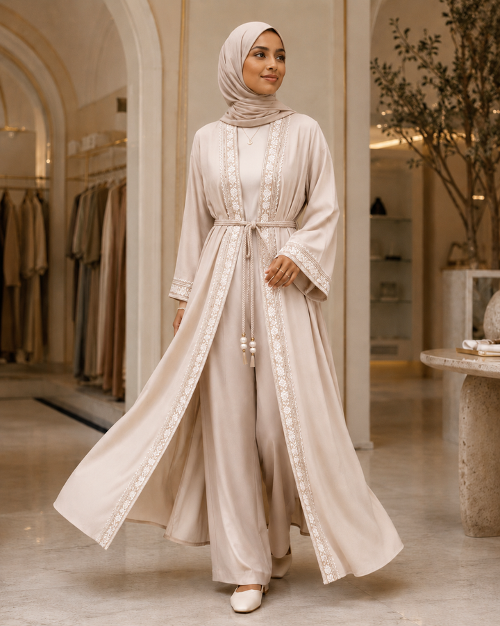 The Opulent Tencel Kaftan Set | طقم قفطان التنسيل الفاخر مع بنطلون