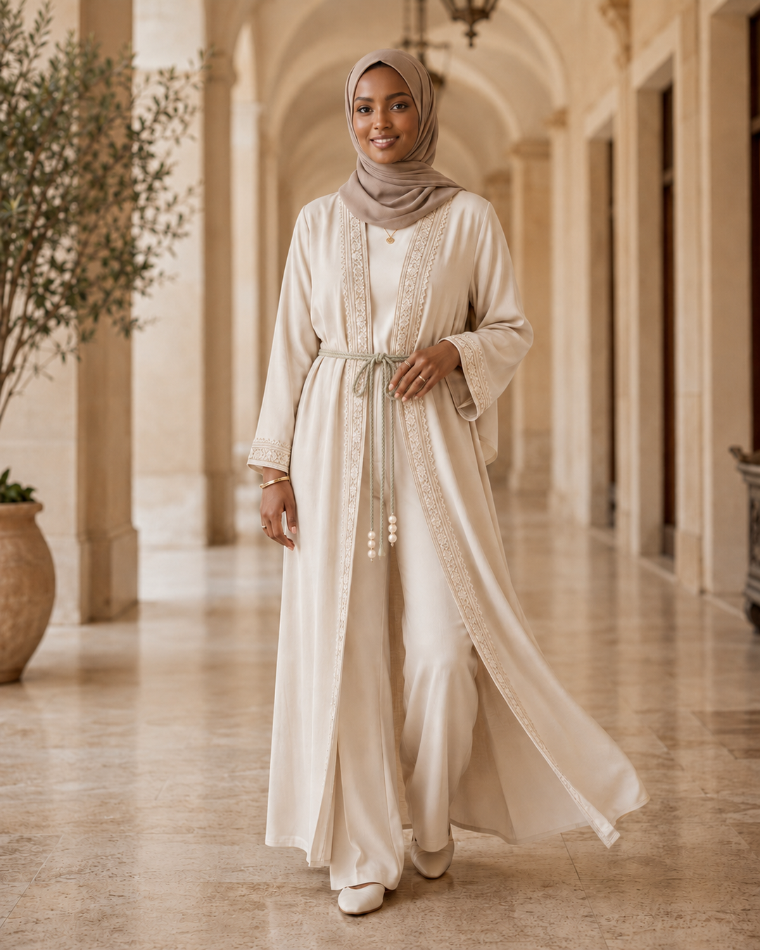 The Opulent Tencel Kaftan Set | طقم قفطان التنسيل الفاخر مع بنطلون