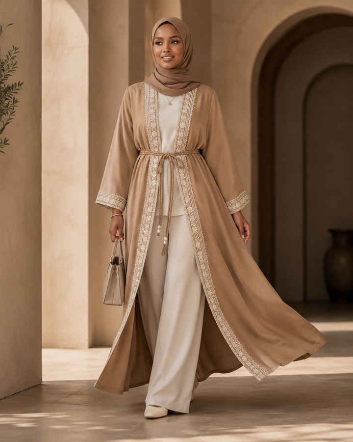 The Opulent Tencel Kaftan Set | طقم قفطان التنسيل الفاخر مع بنطلون