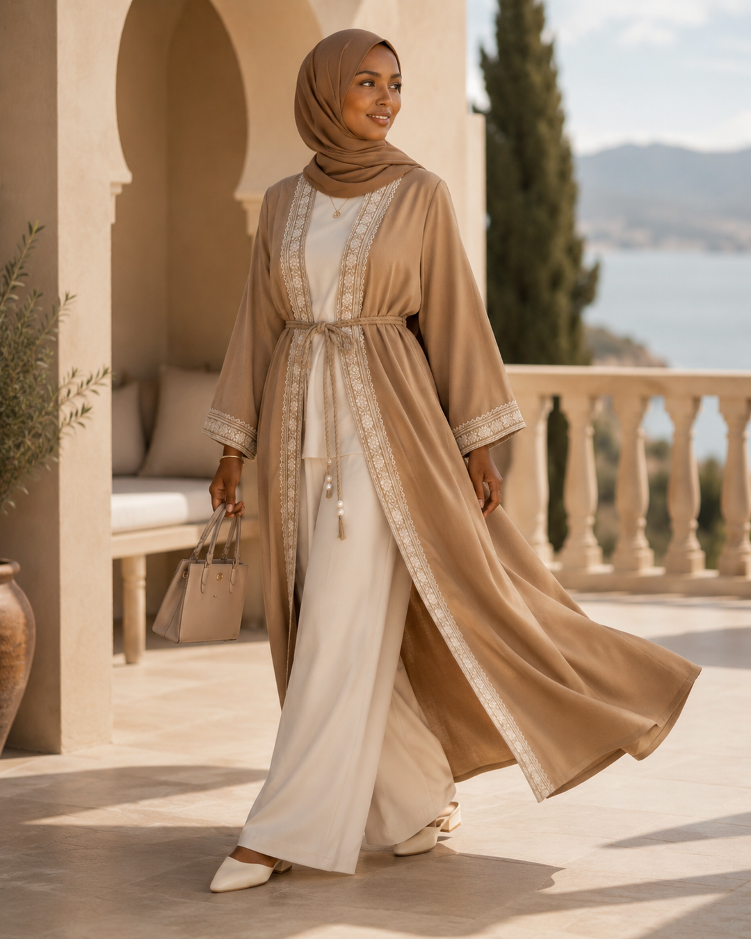 The Opulent Tencel Kaftan Set | طقم قفطان التنسيل الفاخر مع بنطلون