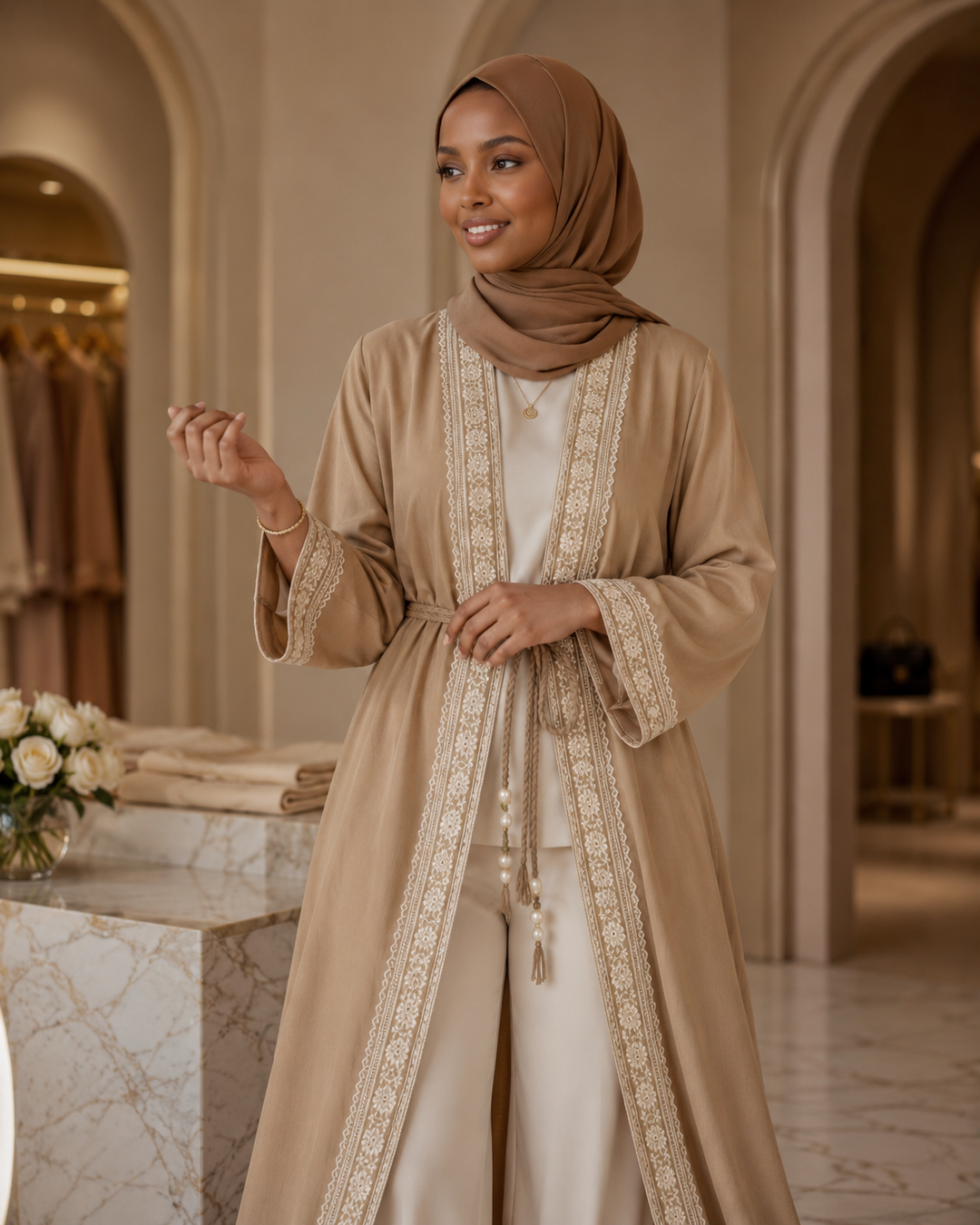 The Opulent Tencel Kaftan Set | طقم قفطان التنسيل الفاخر مع بنطلون
