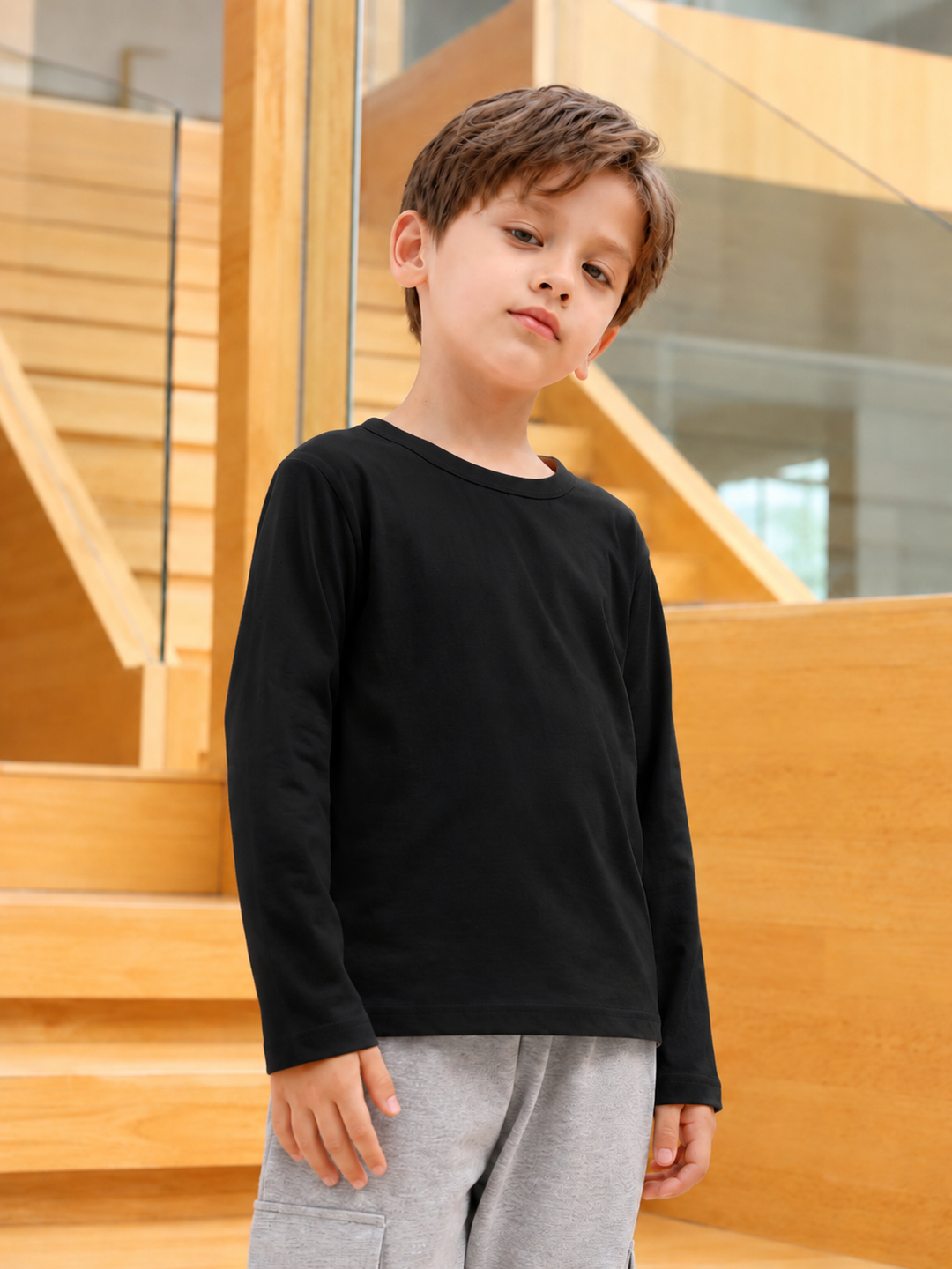 Kids’ Cotton Long Sleeve T-Shirt 2–14Y | تيشيرت أطفال قطني طويل الأكمام لعمر ٢–١٤ سنة