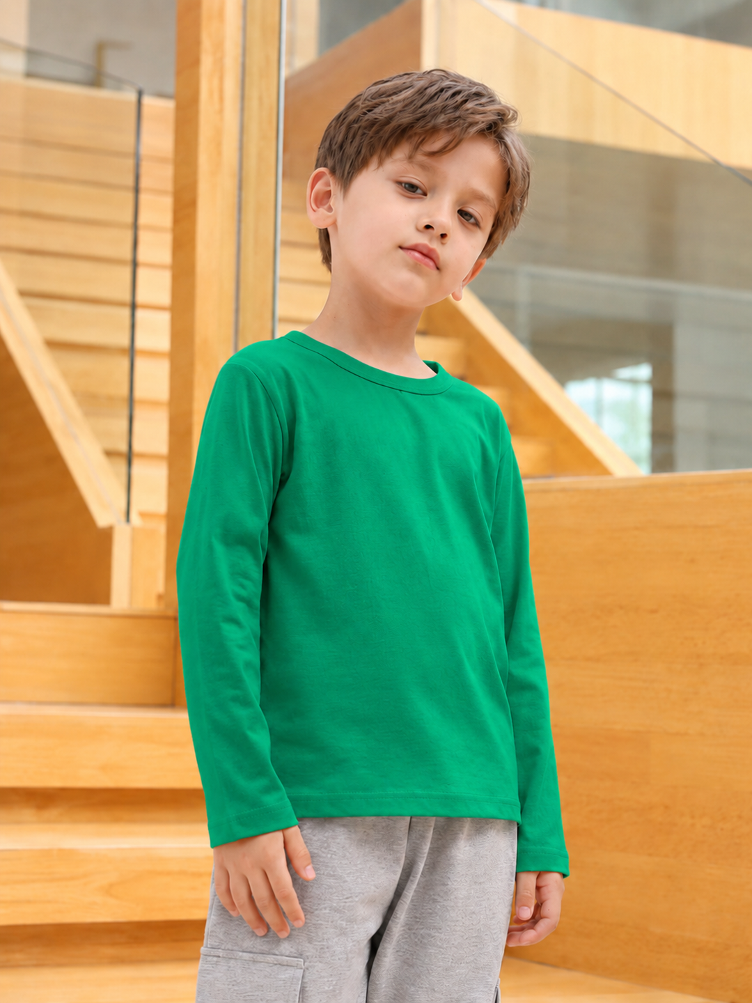 Kids’ Cotton Long Sleeve T-Shirt 2–14Y | تيشيرت أطفال قطني طويل الأكمام لعمر ٢–١٤ سنة