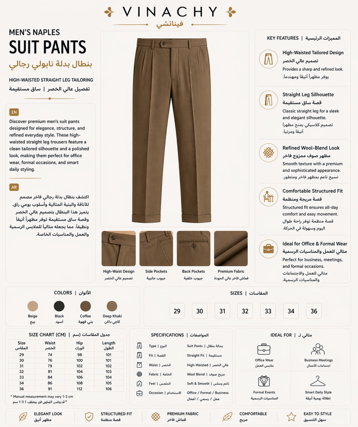 Men’s Naples Suit Pants | High-Waisted Straight Leg Tailoring