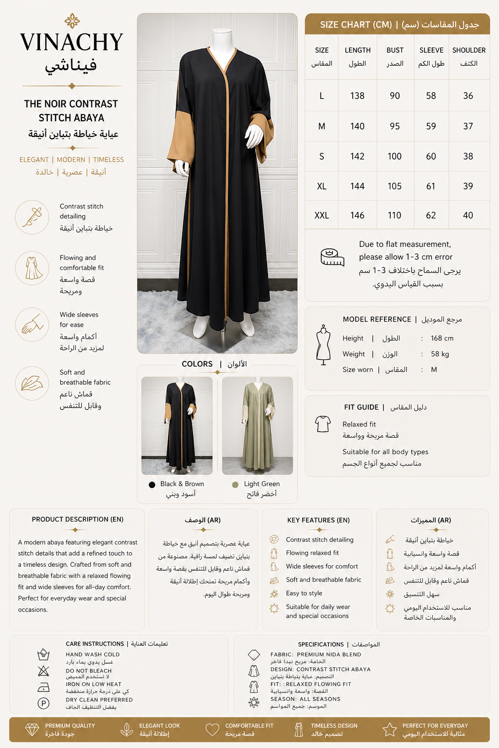 The Noir Contrast Stitch Abaya