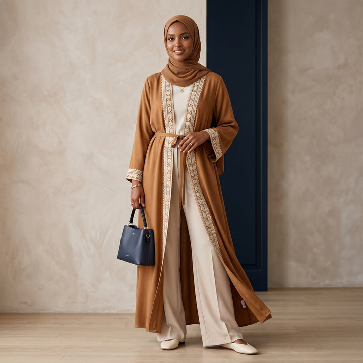 The Opulent Tencel Kaftan Set | طقم قفطان التنسيل الفاخر مع بنطلون
