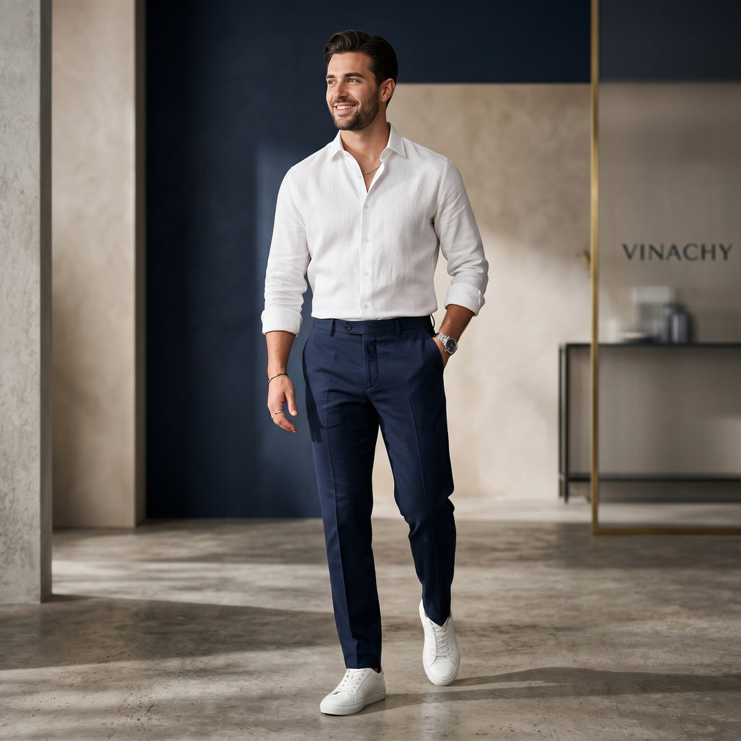 Men’s Sereno Cotton Stretch Trousers | بنطلون سيرينو الرجالي بملمس قطني مرن