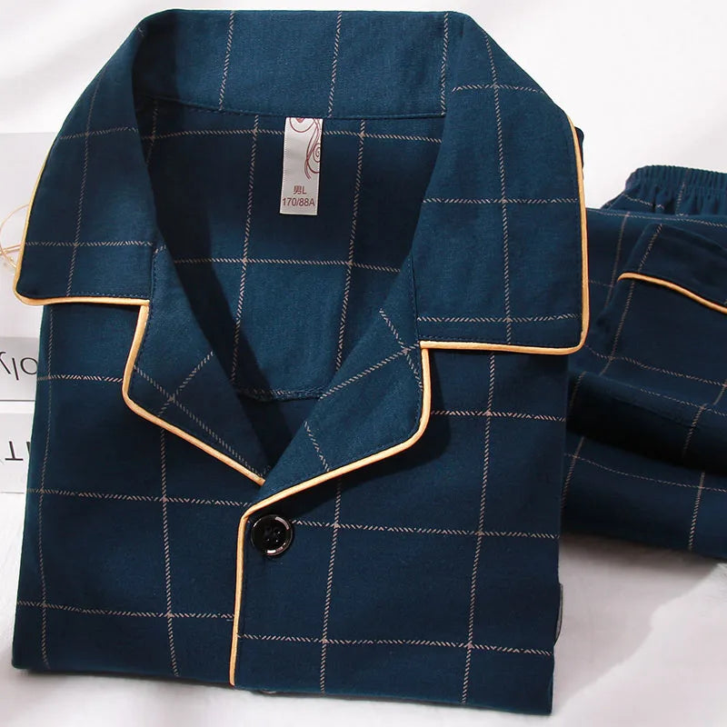 Men’s Plaid Pajama Set | Warm Cotton Winter Homewear