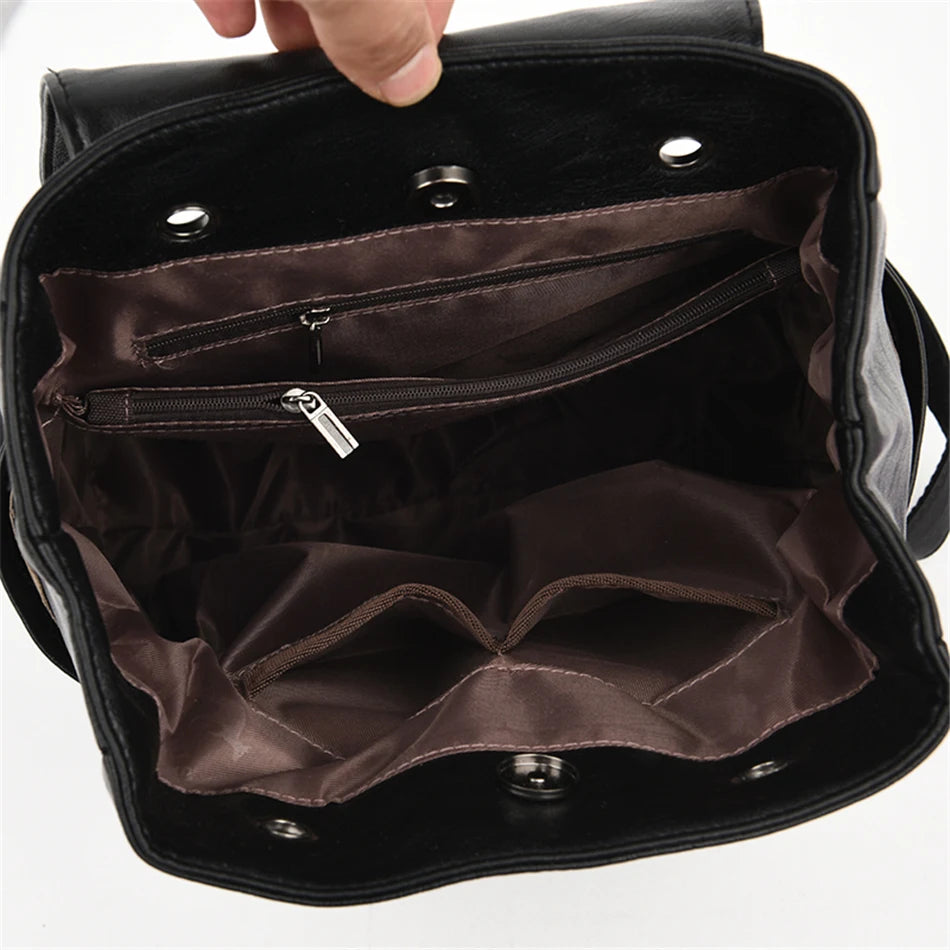 Women’s Everyday Leather-Look Backpack | حقيبة ظهر نسائية ناعمة لليوميات