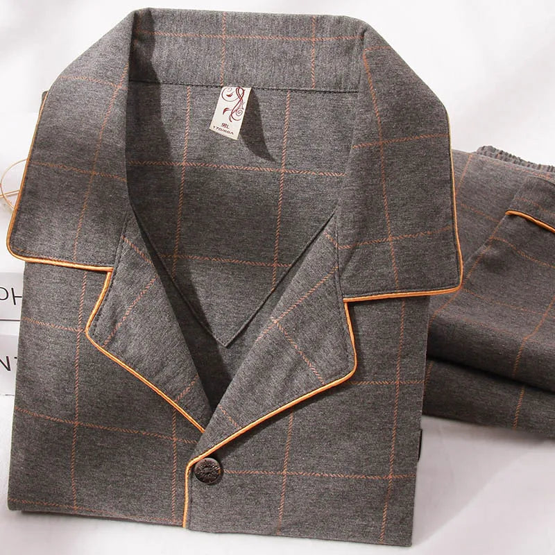 Men’s Plaid Pajama Set | Warm Cotton Winter Homewear