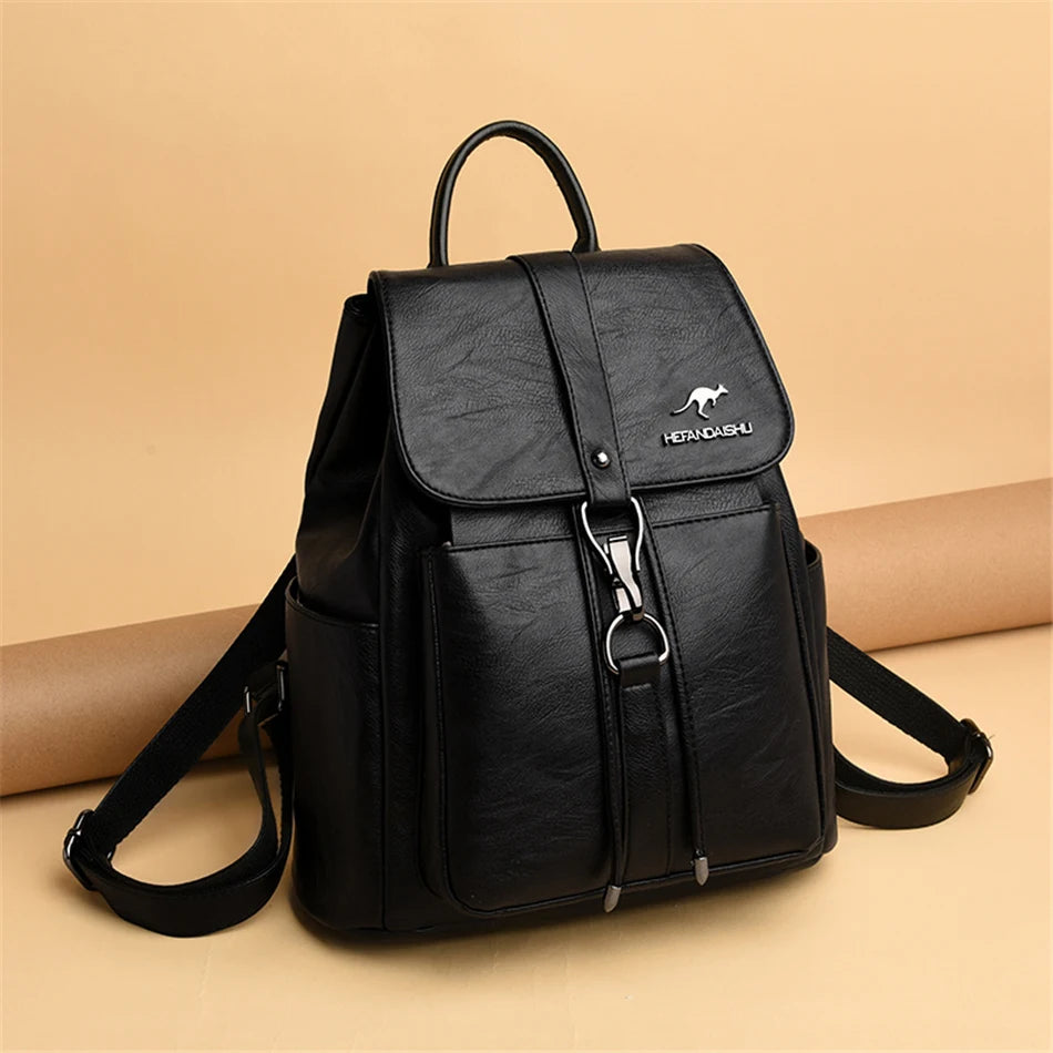Women’s Everyday Leather-Look Backpack | حقيبة ظهر نسائية ناعمة لليوميات