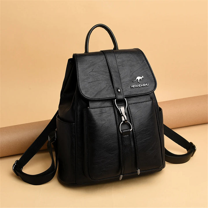Women’s Everyday Leather-Look Backpack | حقيبة ظهر نسائية ناعمة لليوميات