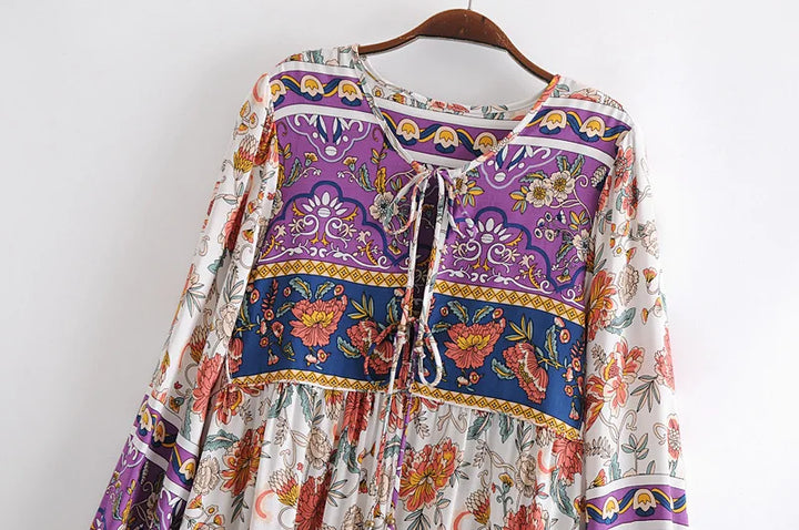 Women’s Boho Soft Lounge Dress | جلابية صيفية ناعمة للبيت - Floral