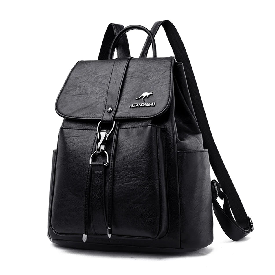 Women’s Everyday Leather-Look Backpack | حقيبة ظهر نسائية ناعمة لليوميات