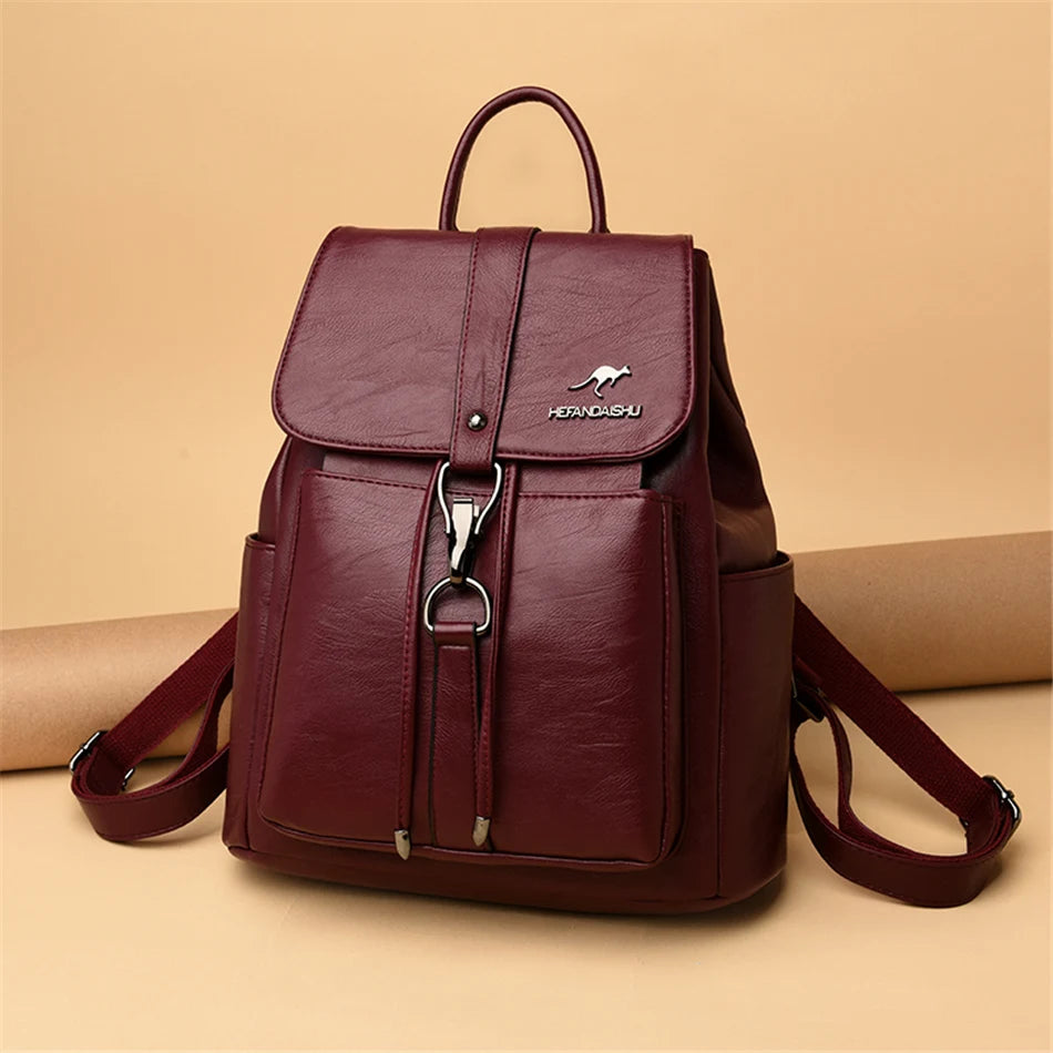 Women’s Everyday Leather-Look Backpack | حقيبة ظهر نسائية ناعمة لليوميات