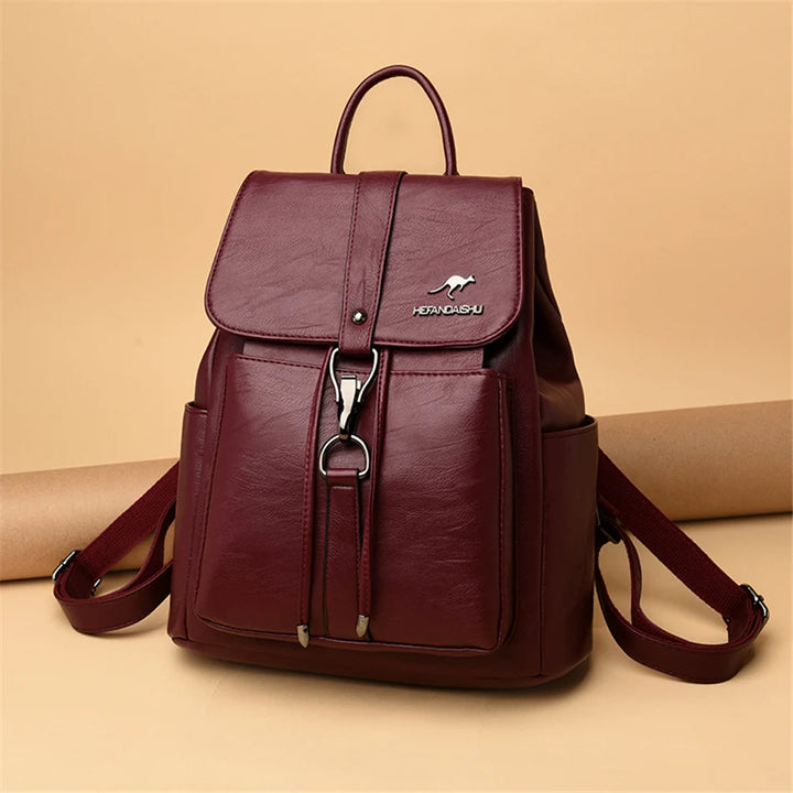 Women’s Everyday Leather-Look Backpack | حقيبة ظهر نسائية ناعمة لليوميات